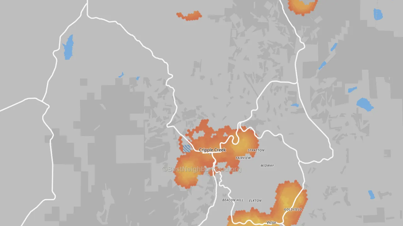 Bike Grade map of Cripple Creek, CO