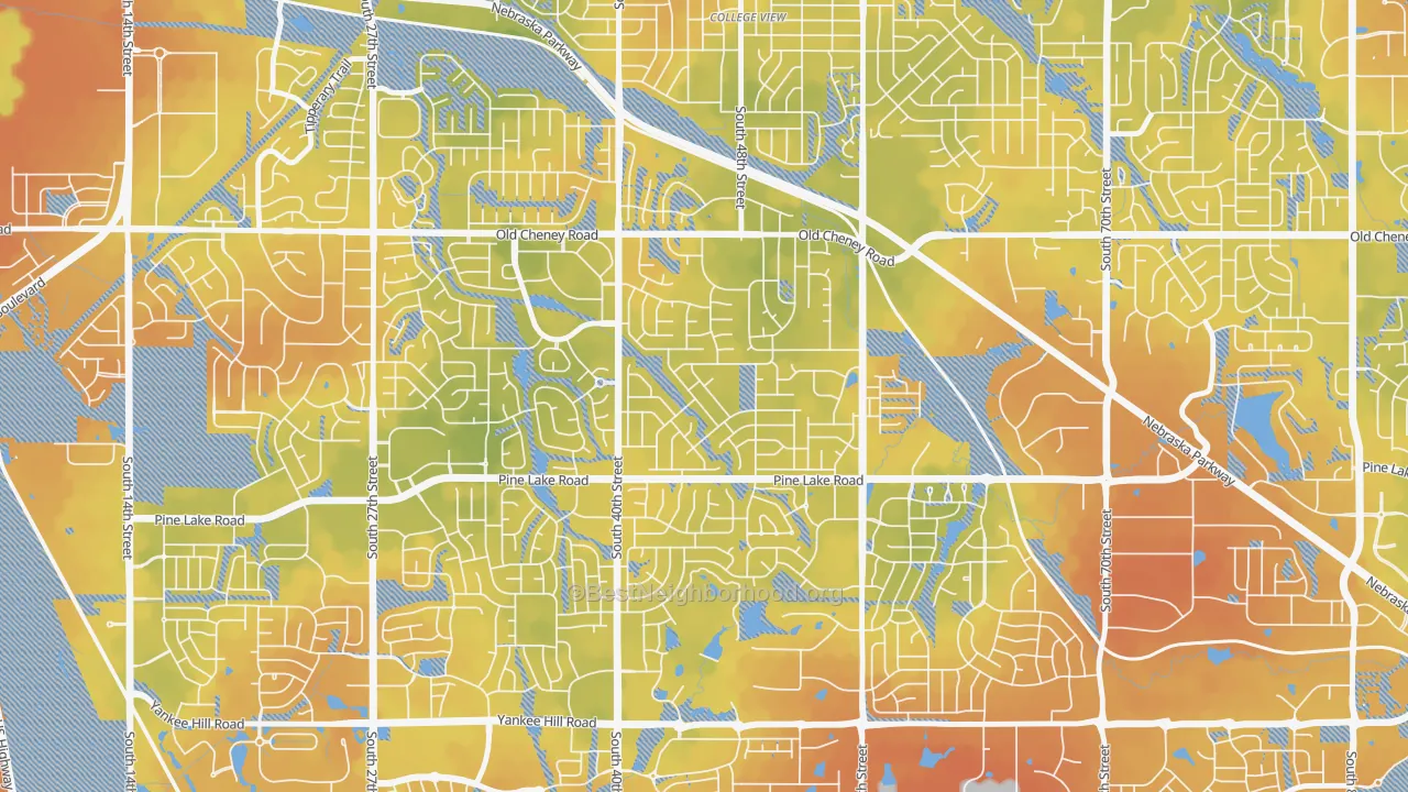 Bike Grade map of Cripple Creek, Lincoln, NE