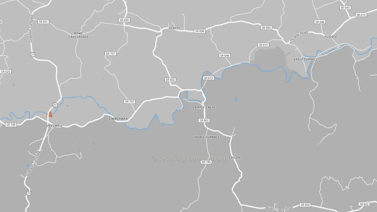 Bike Grade map of Cripple Creek, VA