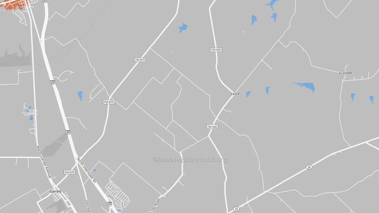 Bike Grade map of Crisp, TX