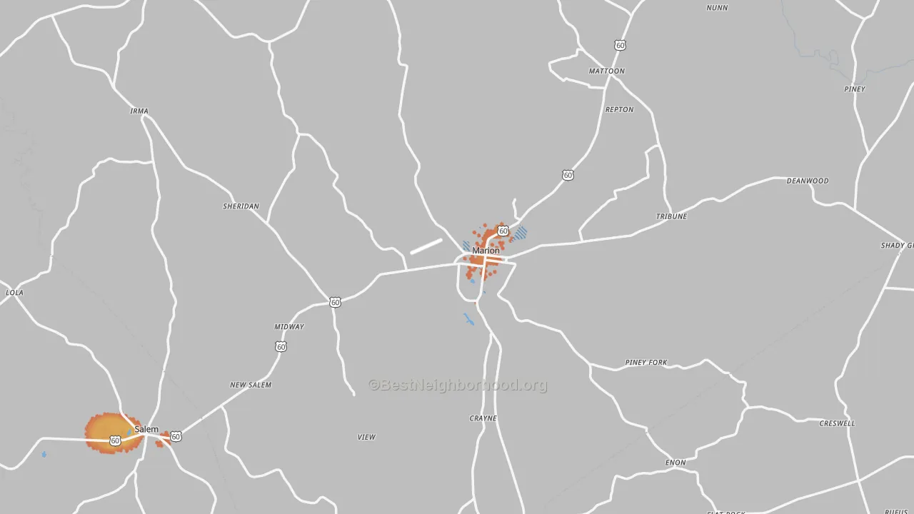 Bike Grade map of Crittenden County, KY