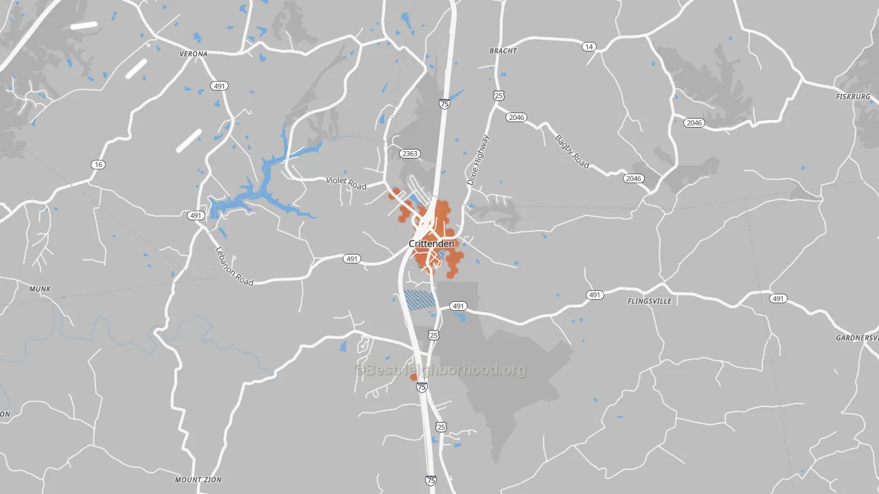 Bike Grade map of Crittenden, KY