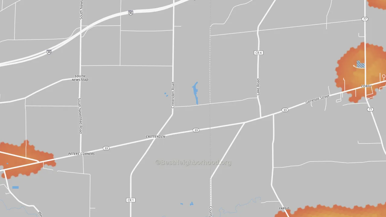 Bike Grade map of Crittenden, NY