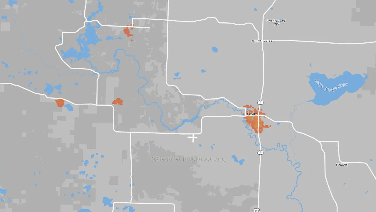 Bike Grade map of Crivitz, WI