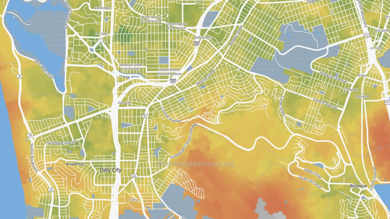 Bike Grade map of Crocker, Daly City, CA