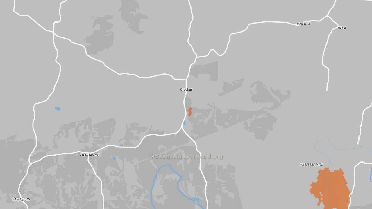 Bike Grade map of Crocker, MO