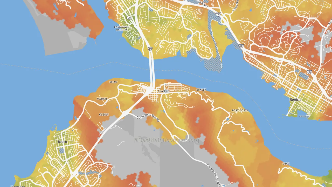 Bike Grade map of Crockett, CA