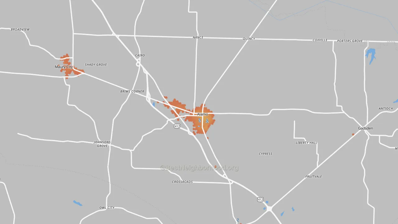 Bike Grade map of Crockett County, TN