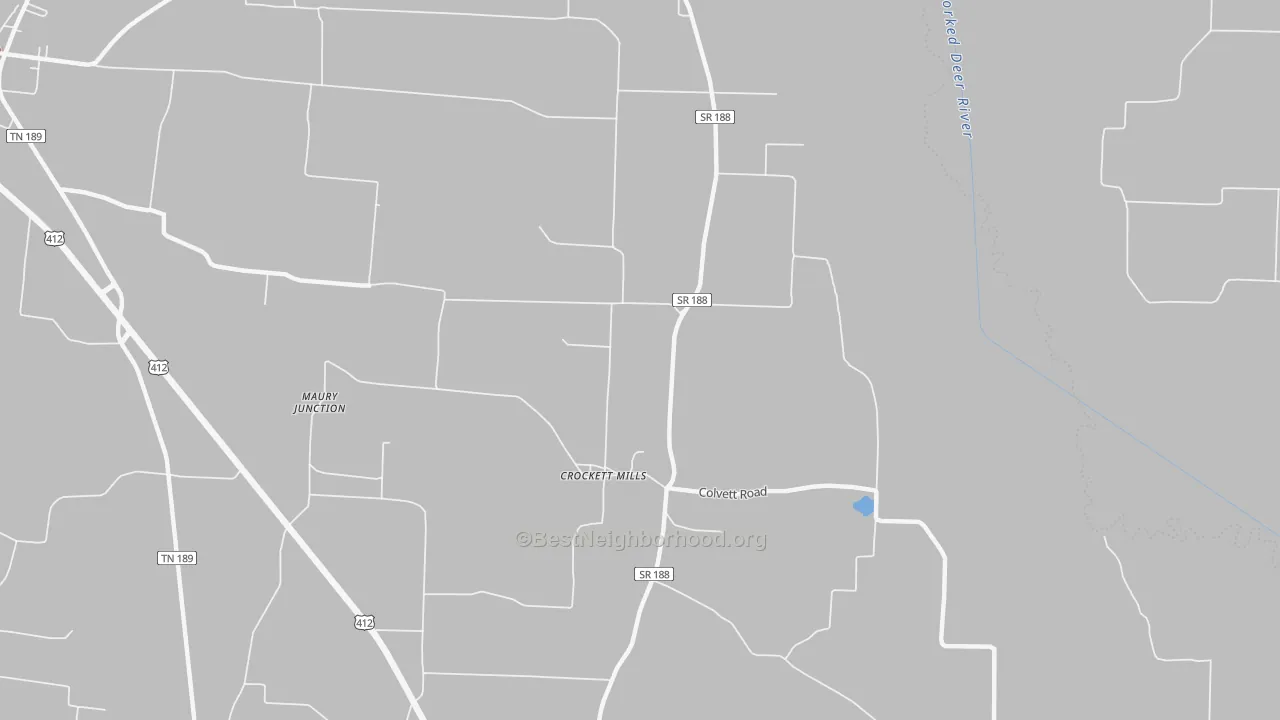 Bike Grade map of Crockett Mills, TN