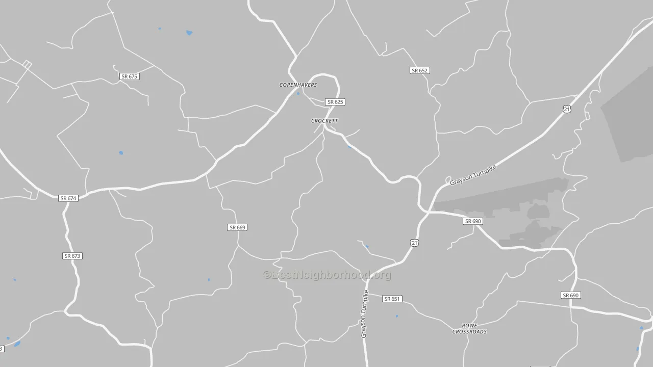 Bike Grade map of Crockett, VA
