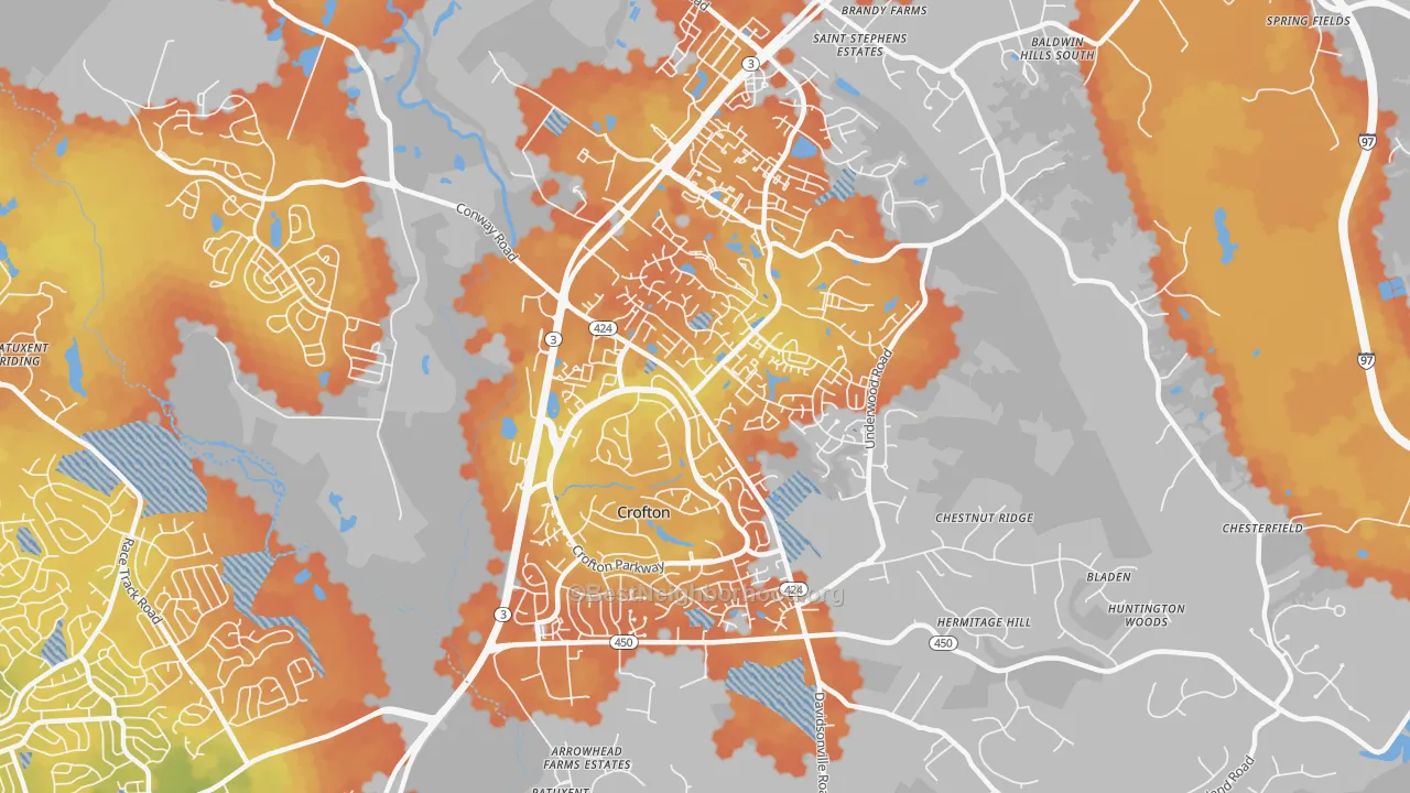 Bike Grade map of Crofton, MD
