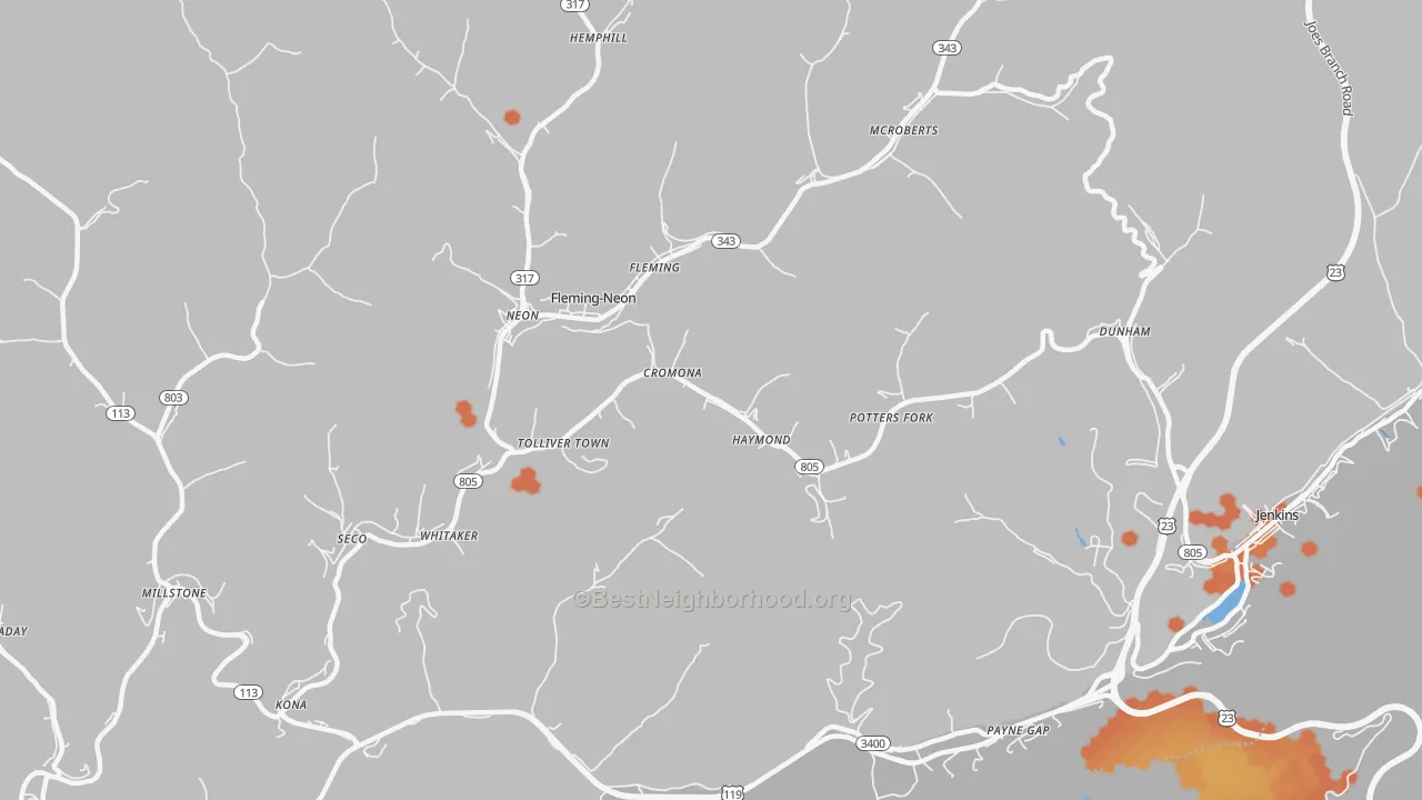 Bike Grade map of Cromona, KY