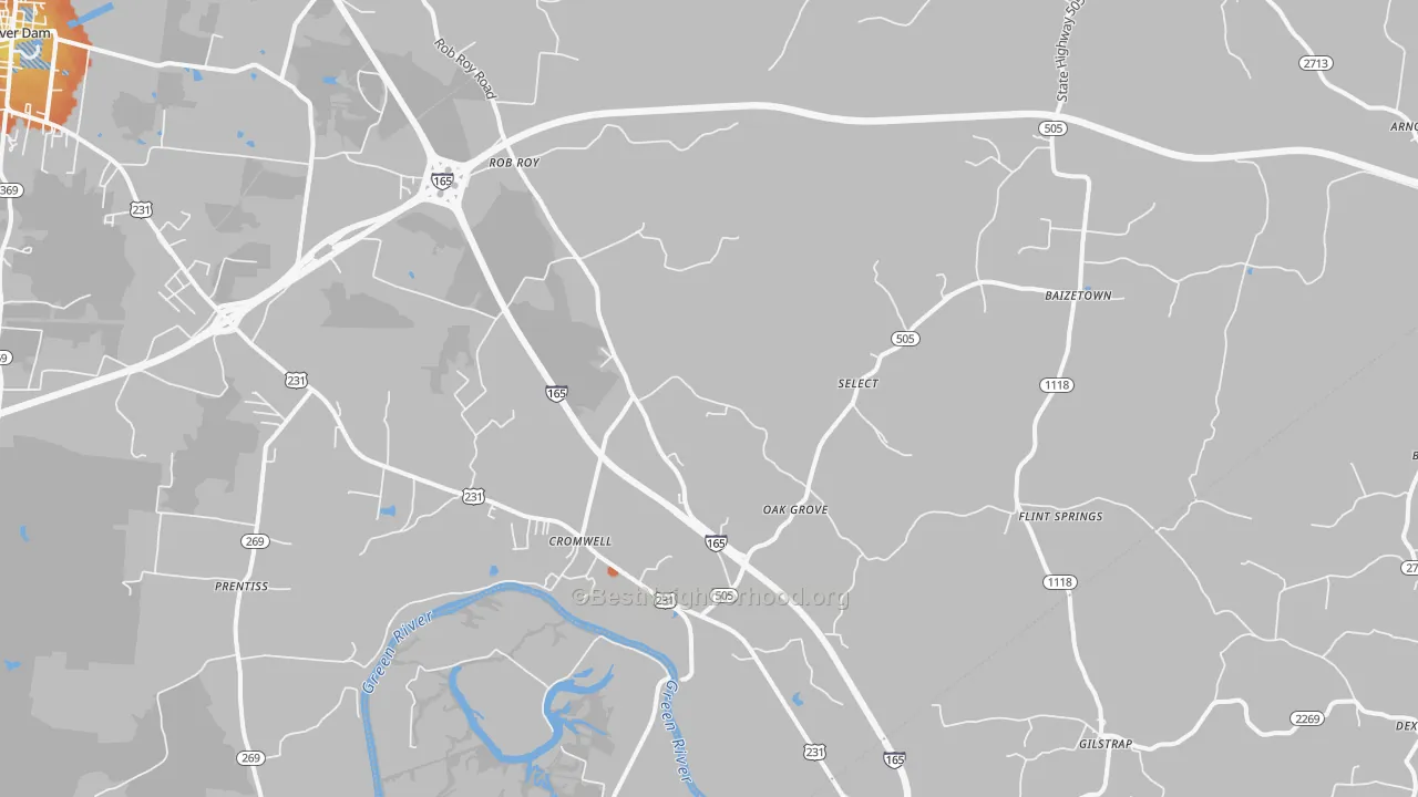 Bike Grade map of Cromwell, KY