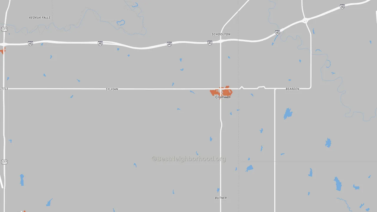 Bike Grade map of Cromwell, OK