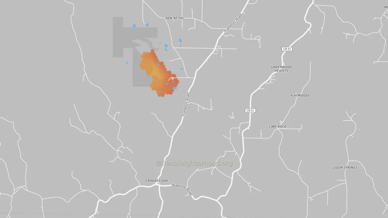 Bike Grade map of Crooked Oak, AL