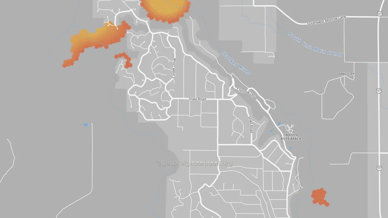 Bike Grade map of Crooked River Ranch, Terrebonne, OR