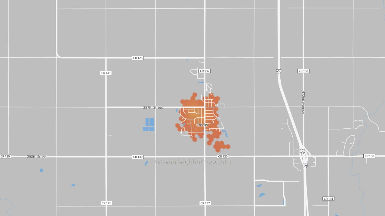Bike Grade map of Crooks, SD