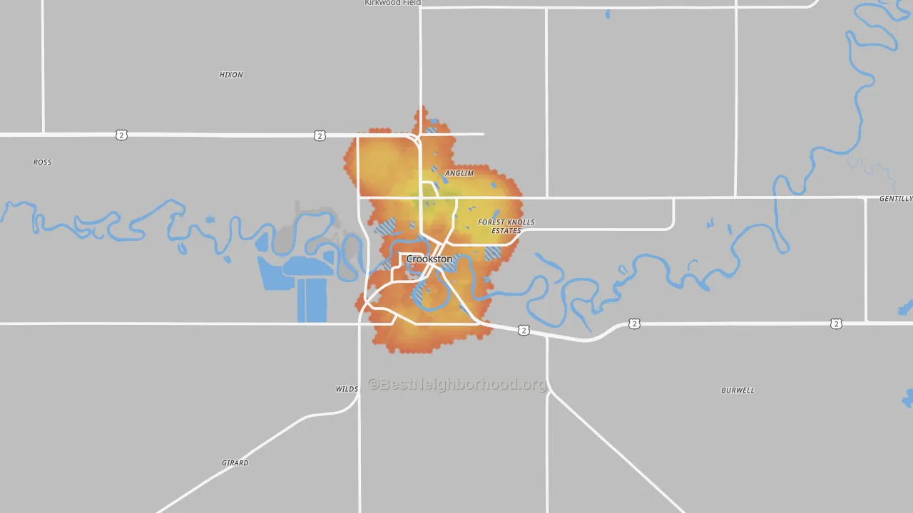 Bike Grade map of Crookston, MN