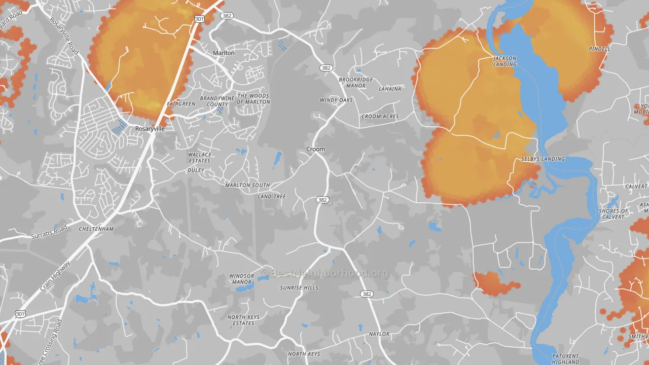 Bike Grade map of Croom, MD