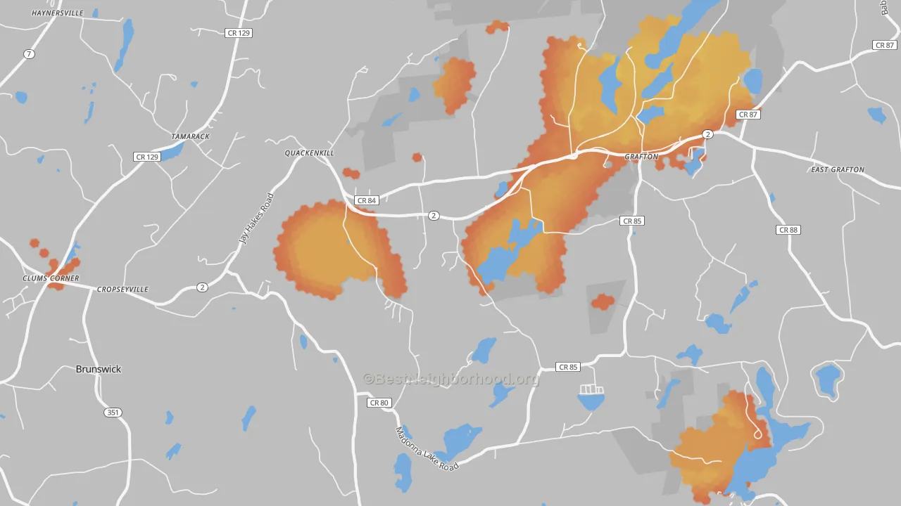 Bike Grade map of Cropseyville, NY