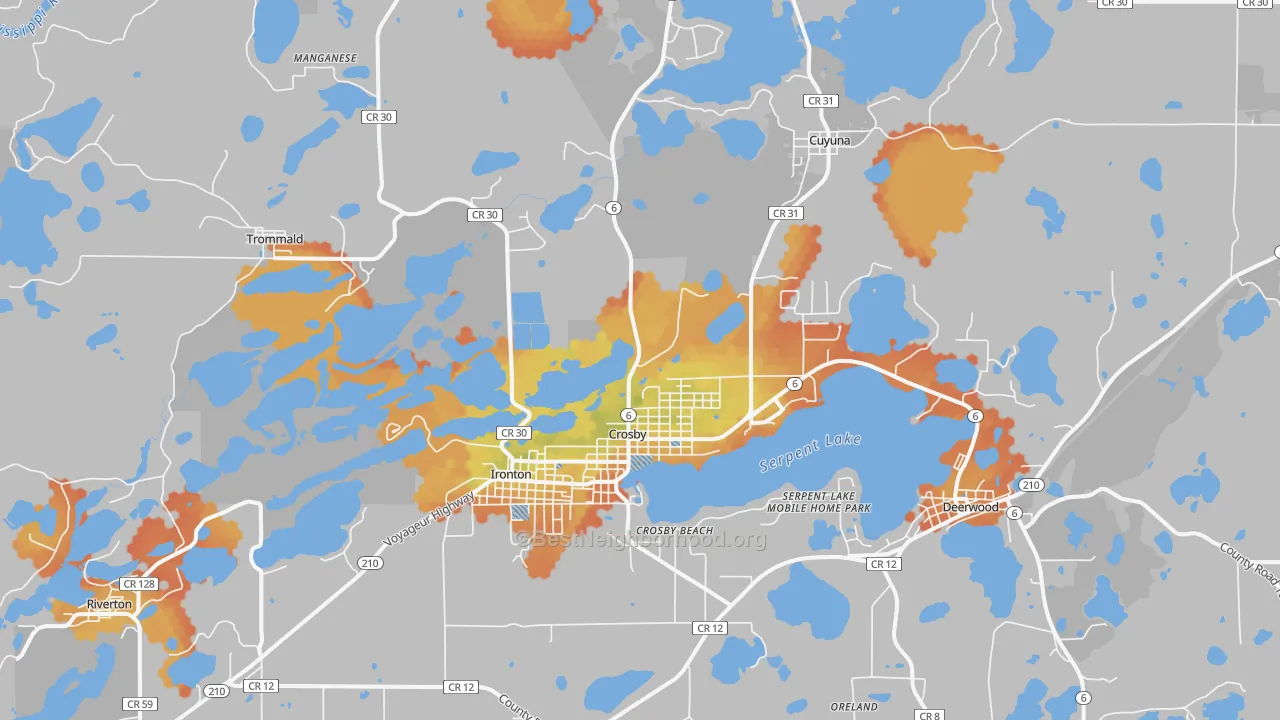 Bike Grade map of Crosby, MN