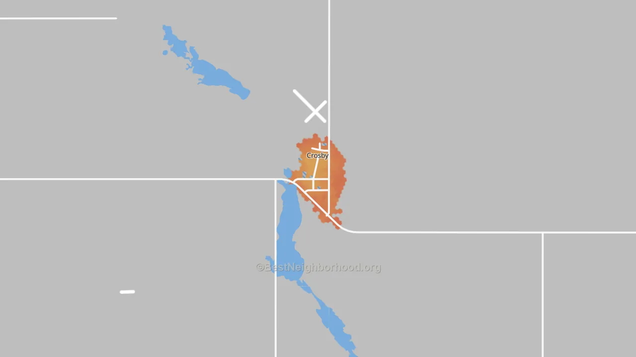 Bike Grade map of Crosby, ND