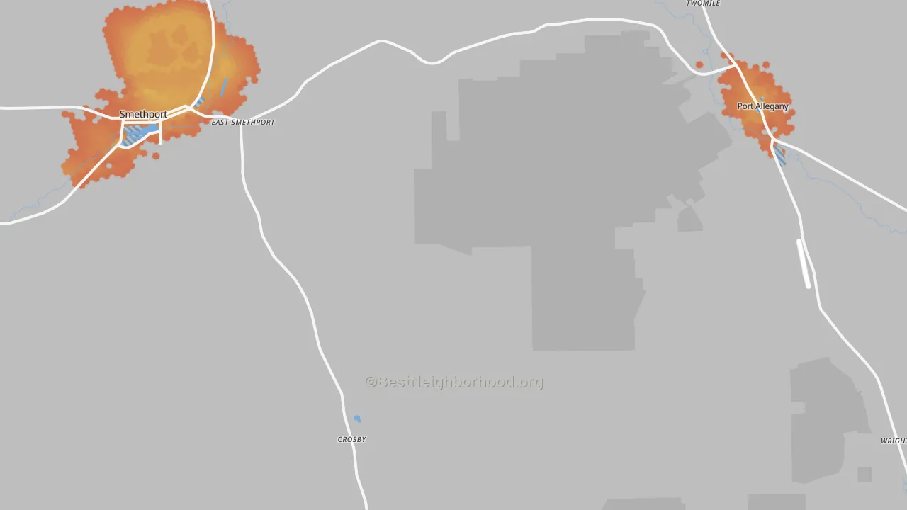 Bike Grade map of Crosby, PA