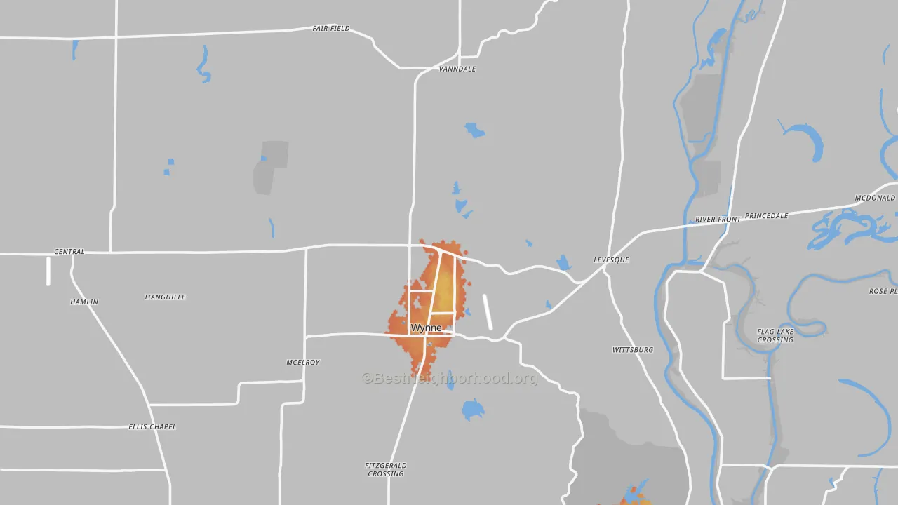 Bike Grade map of Cross County, AR