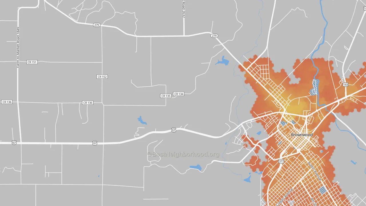 Bike Grade map of Cross Cut, TX