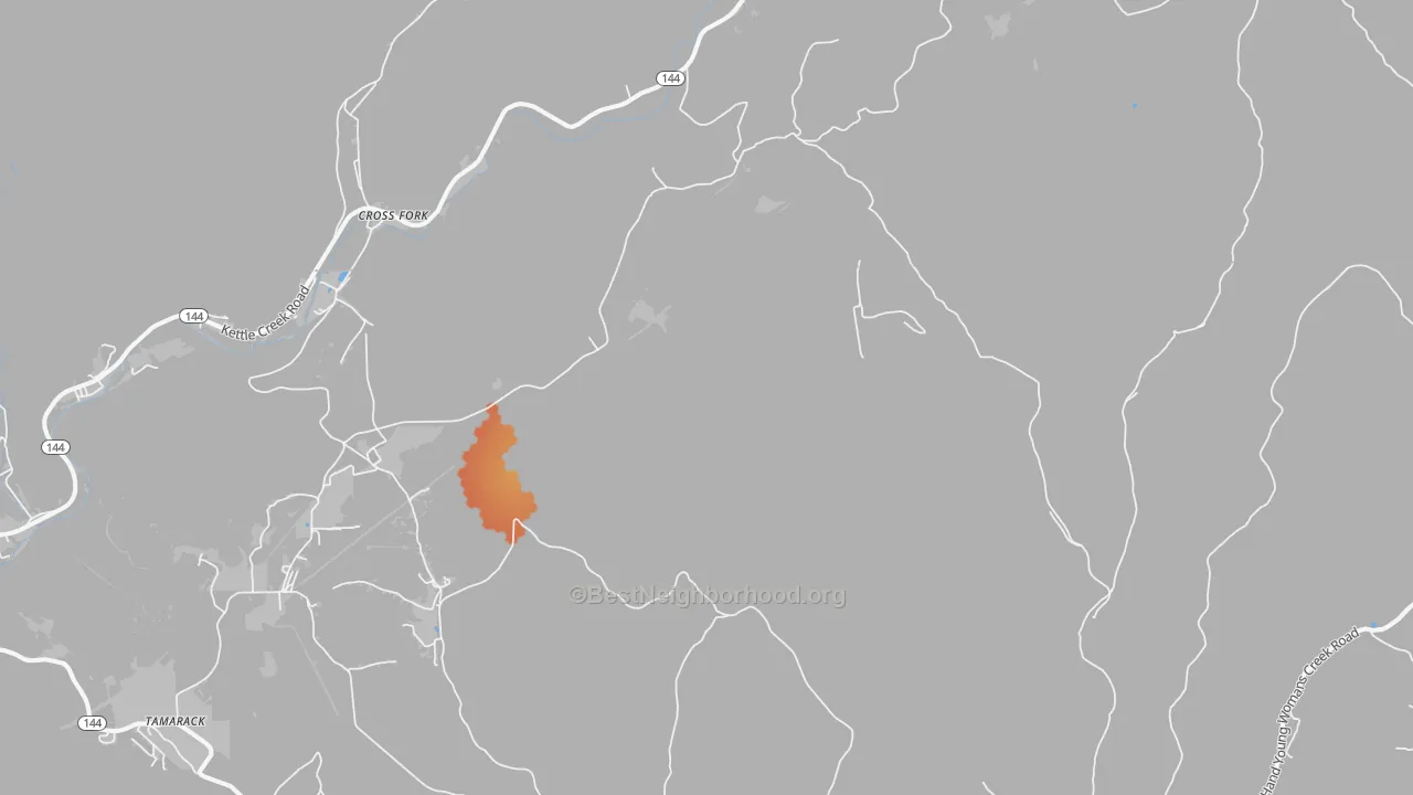 Bike Grade map of Cross Fork, PA