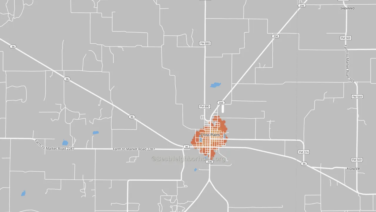 Bike Grade map of Cross Plains, TX