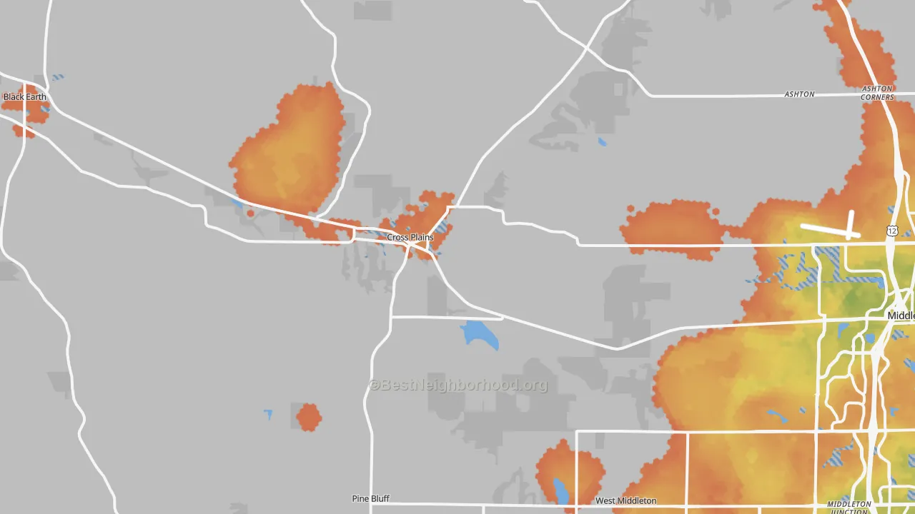 Bike Grade map of Cross Plains, WI
