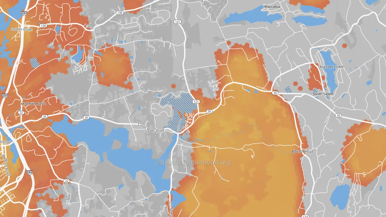 Bike Grade map of Cross River, NY