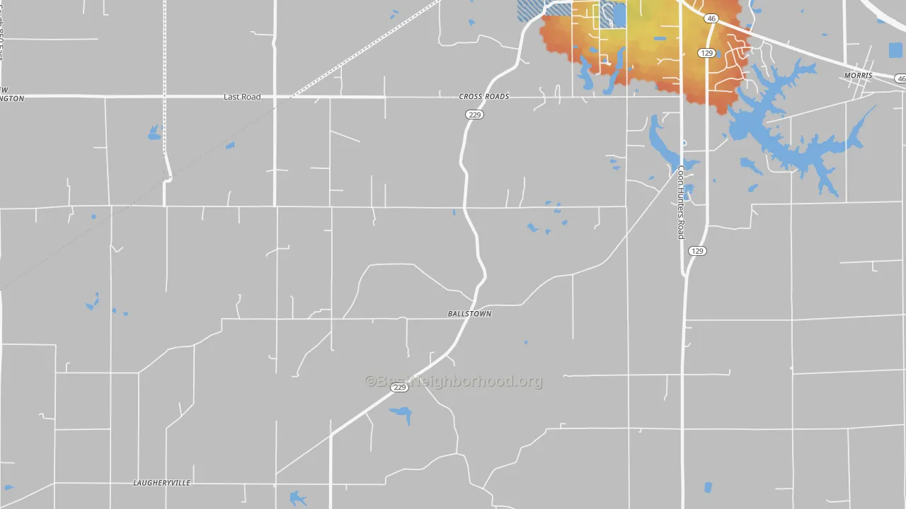 Bike Grade map of Cross Roads, IN
