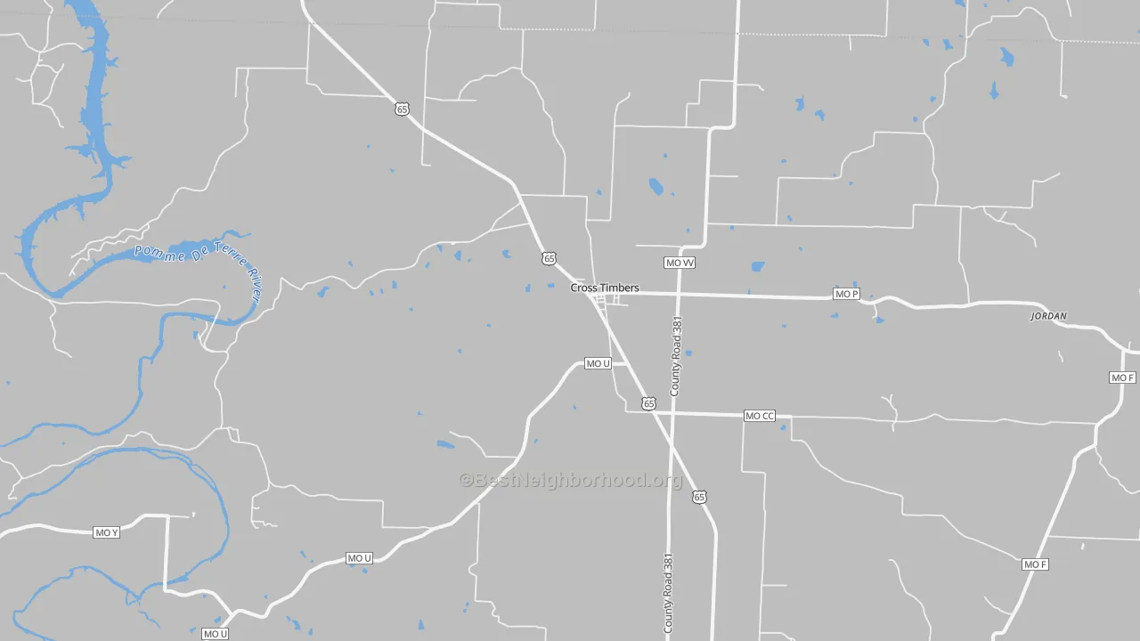 Bike Grade map of Cross Timbers, MO