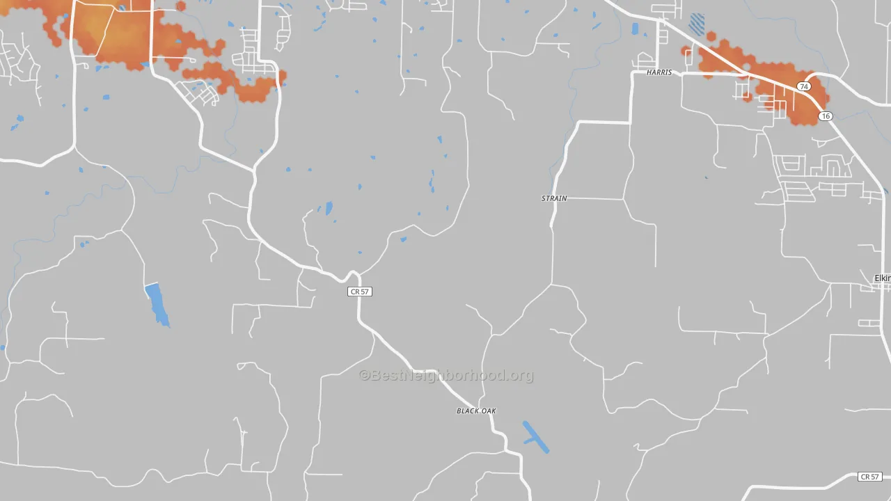 Bike Grade map of Crosses, AR