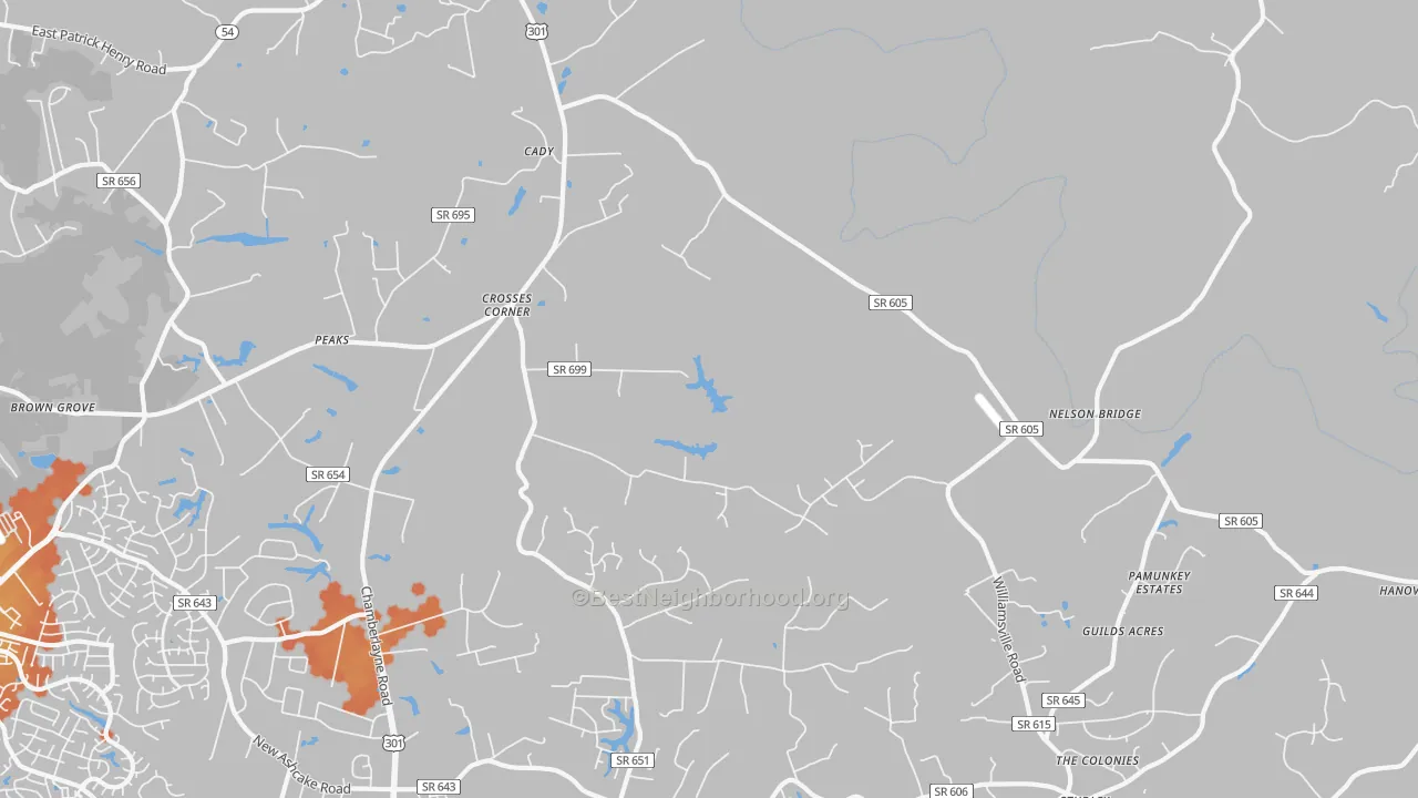 Bike Grade map of Crosses Corner, VA