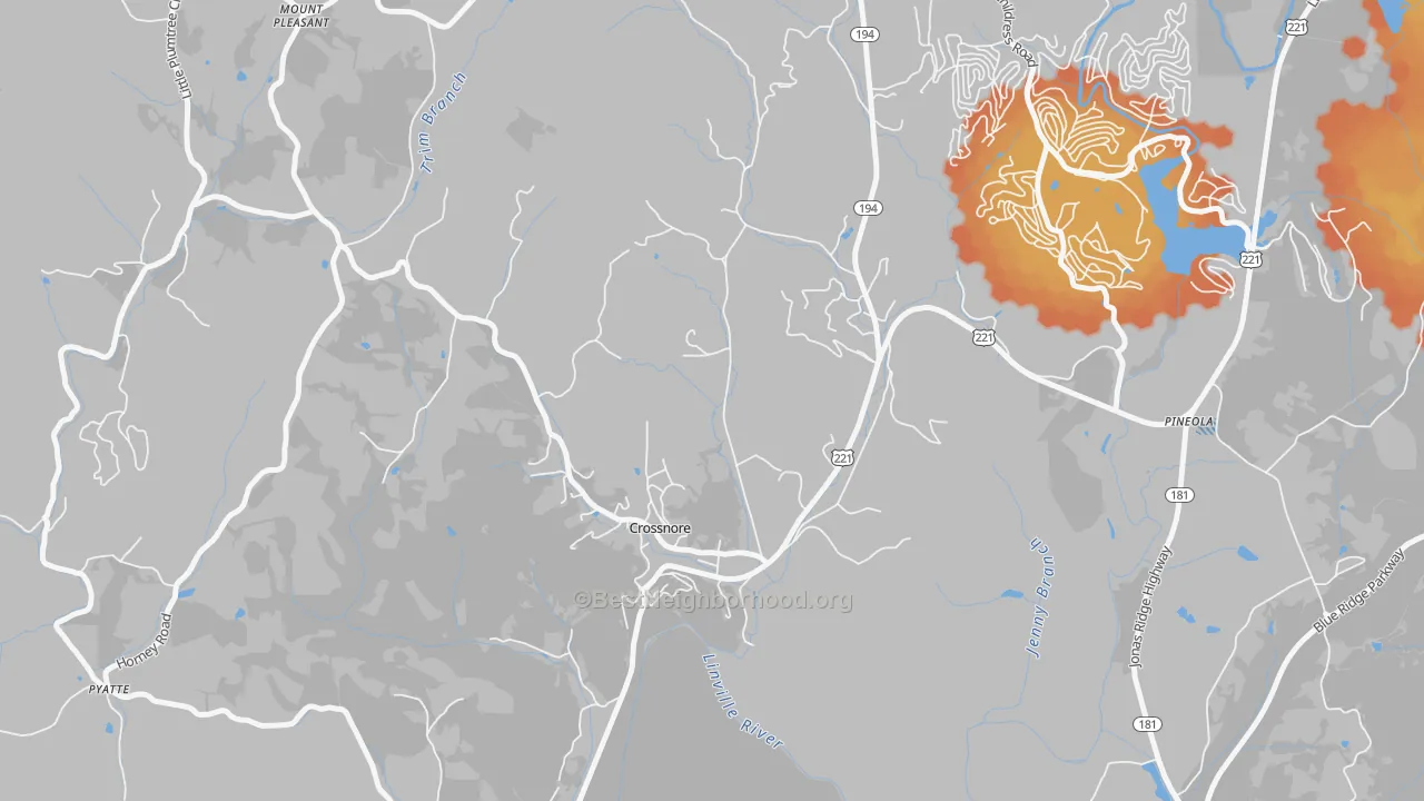 Bike Grade map of Crossnore, NC