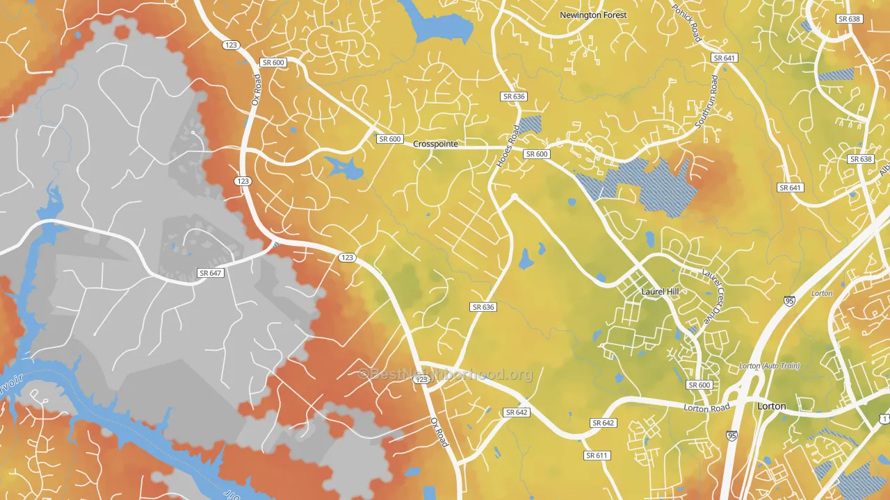 Bike Grade map of Crosspointe, VA