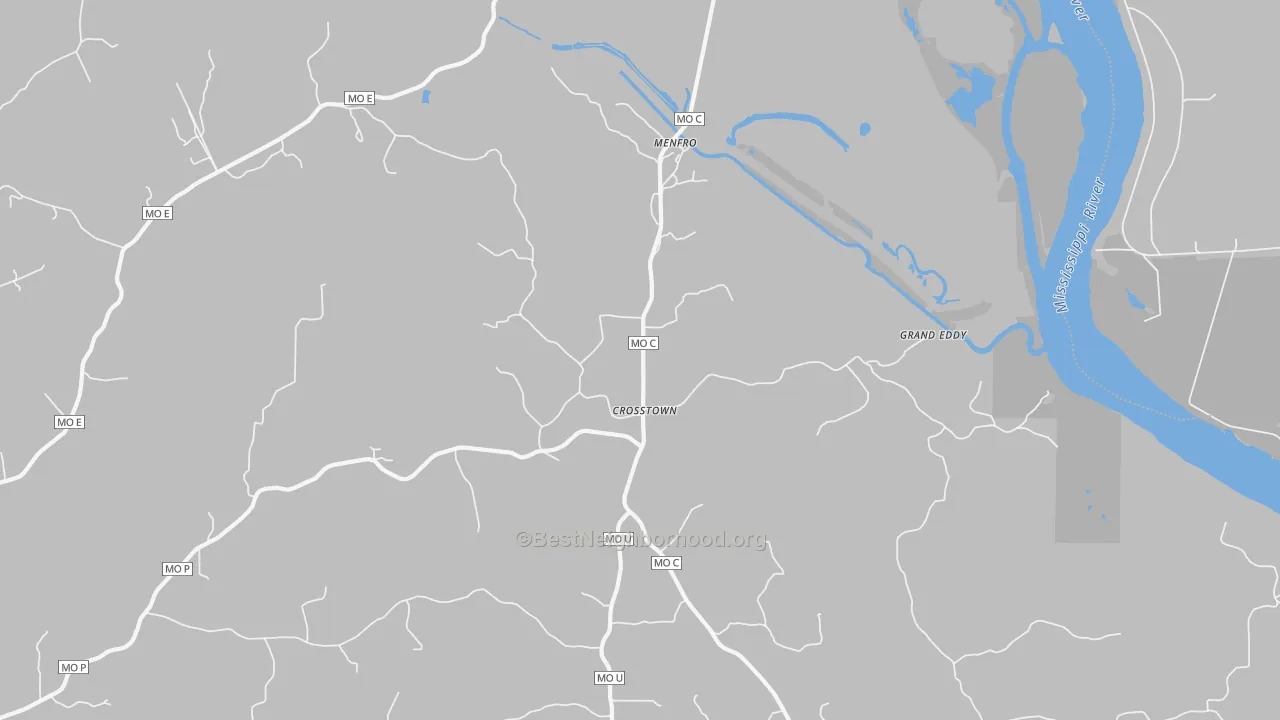 Bike Grade map of Crosstown, MO