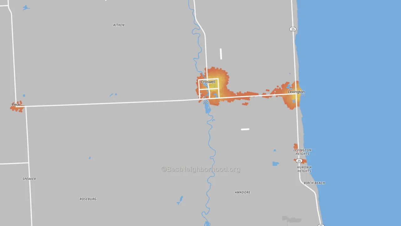 Bike Grade map of Croswell, MI