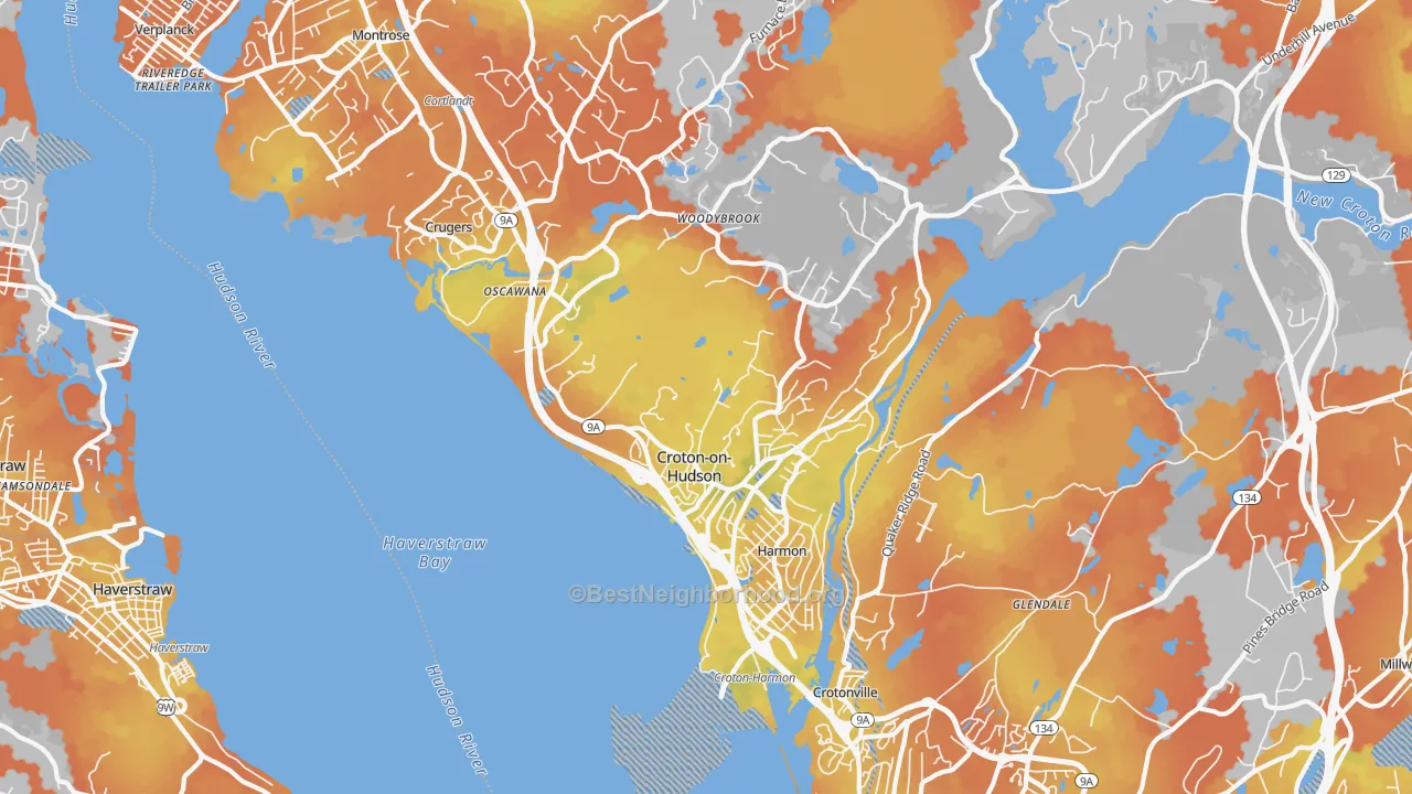 Bike Grade map of Croton On Hudson, NY