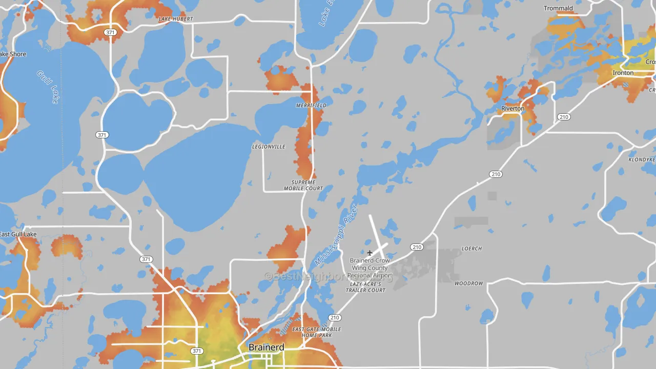 Bike Grade map of Crow Wing County, MN