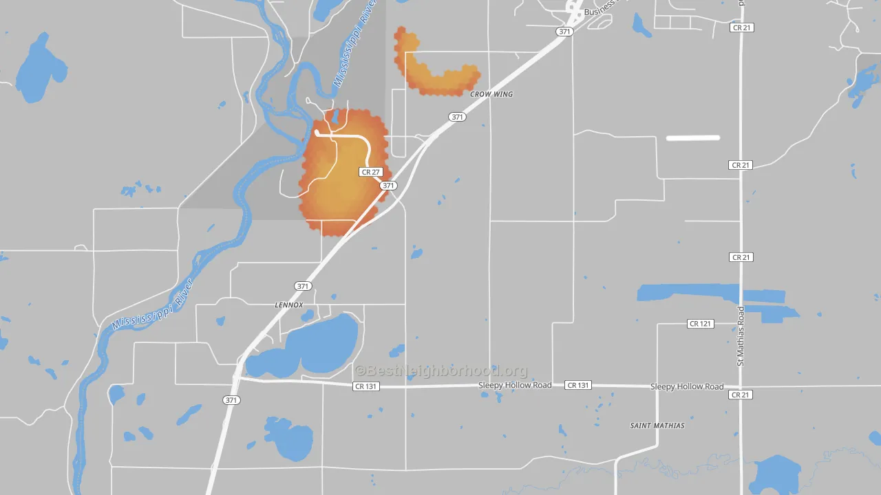 Bike Grade map of Crow Wing, MN