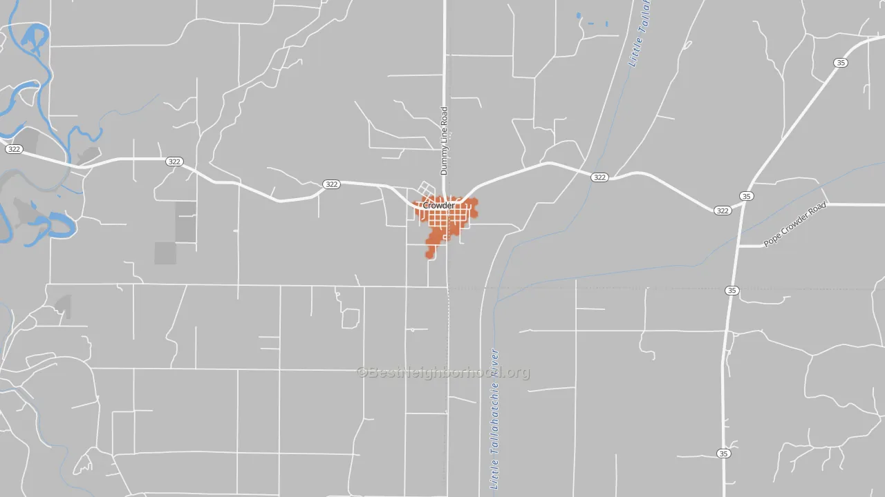 Bike Grade map of Crowder, MS