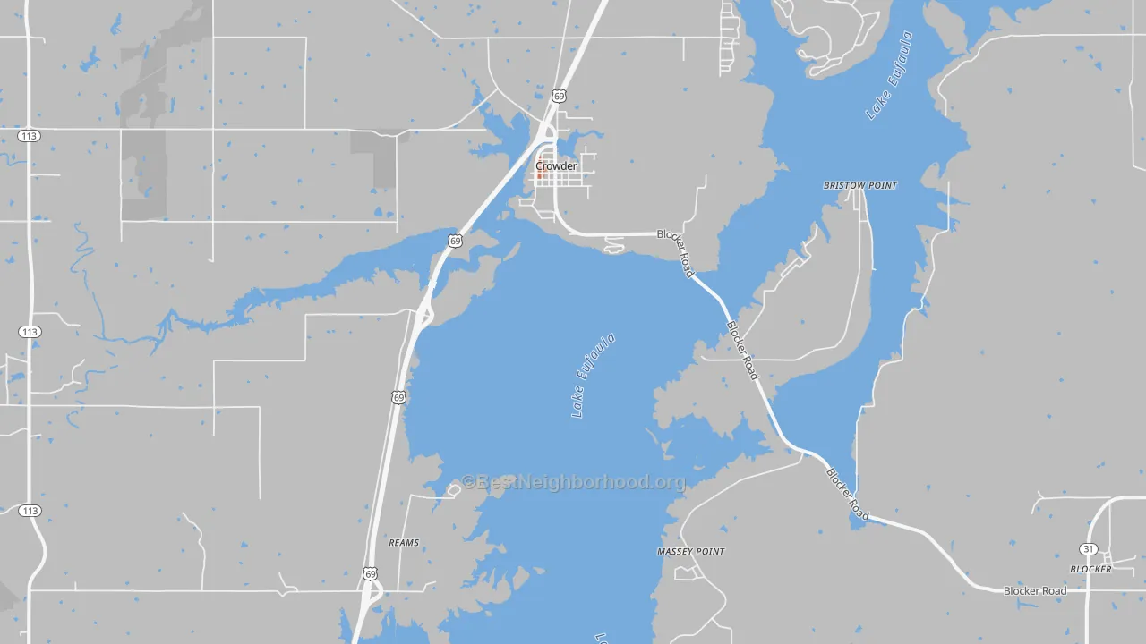 Bike Grade map of Crowder, OK