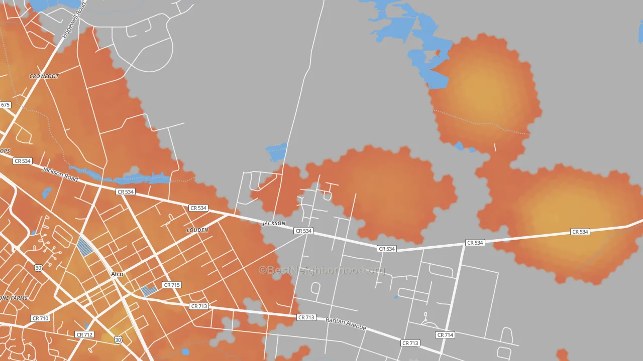 Bike Grade map of Crowfoot, NJ