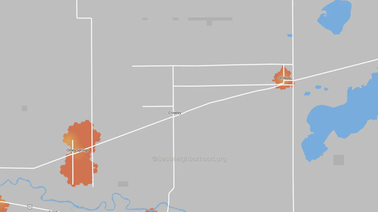 Bike Grade map of Crowley, CO