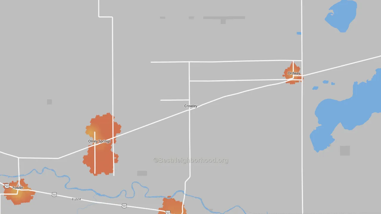 Bike Grade map of Crowley County, CO