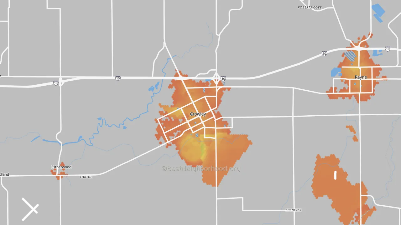 Bike Grade map of Crowley, LA